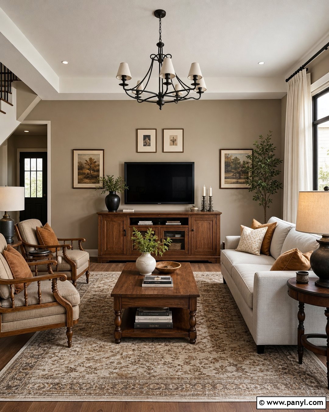 Greige Walls With Medium Wood Furniture - 25 Wall Colour With Wooden Furniture Ideas