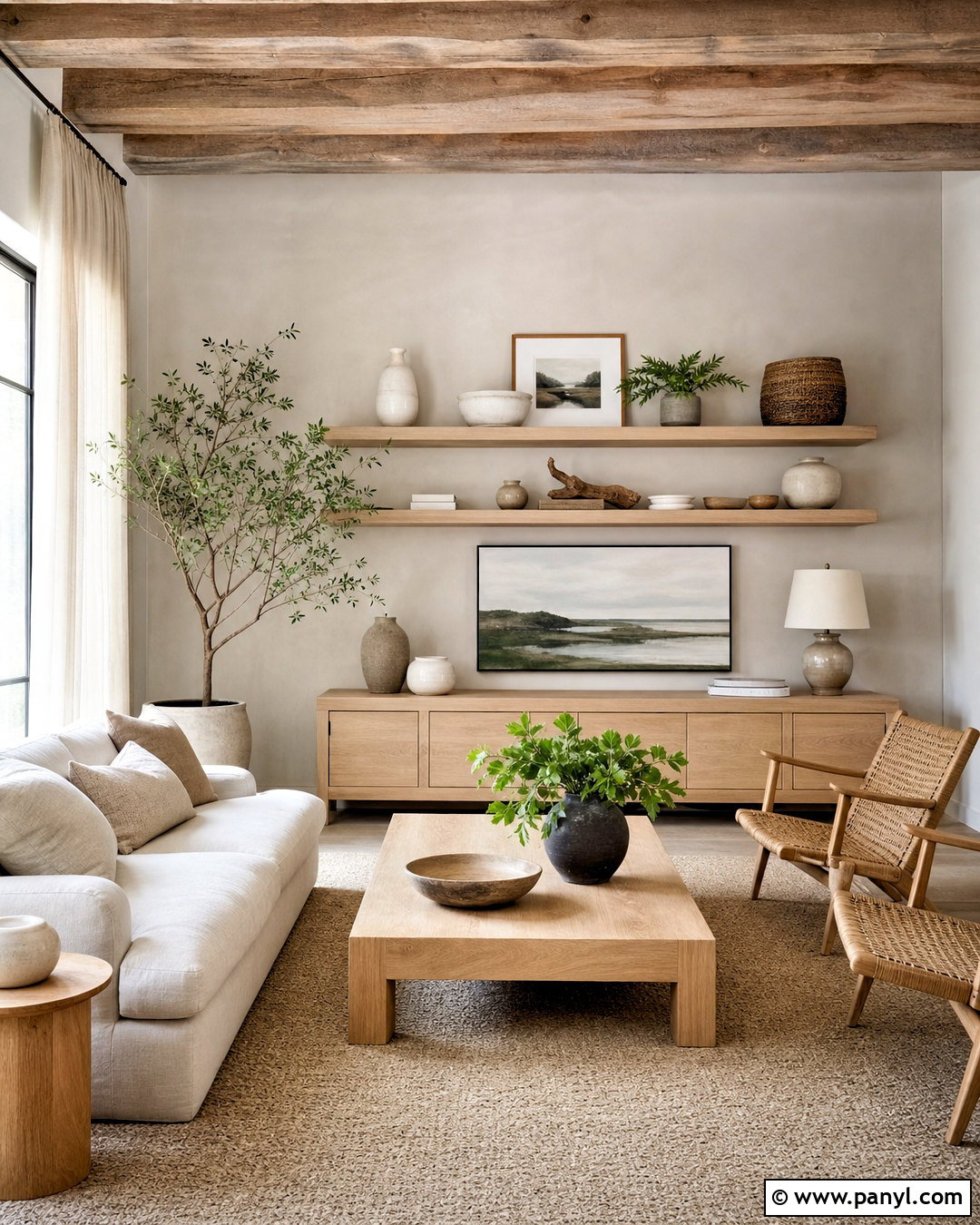 Greige Walls With Natural Wood - 20 greige walls living room ideas