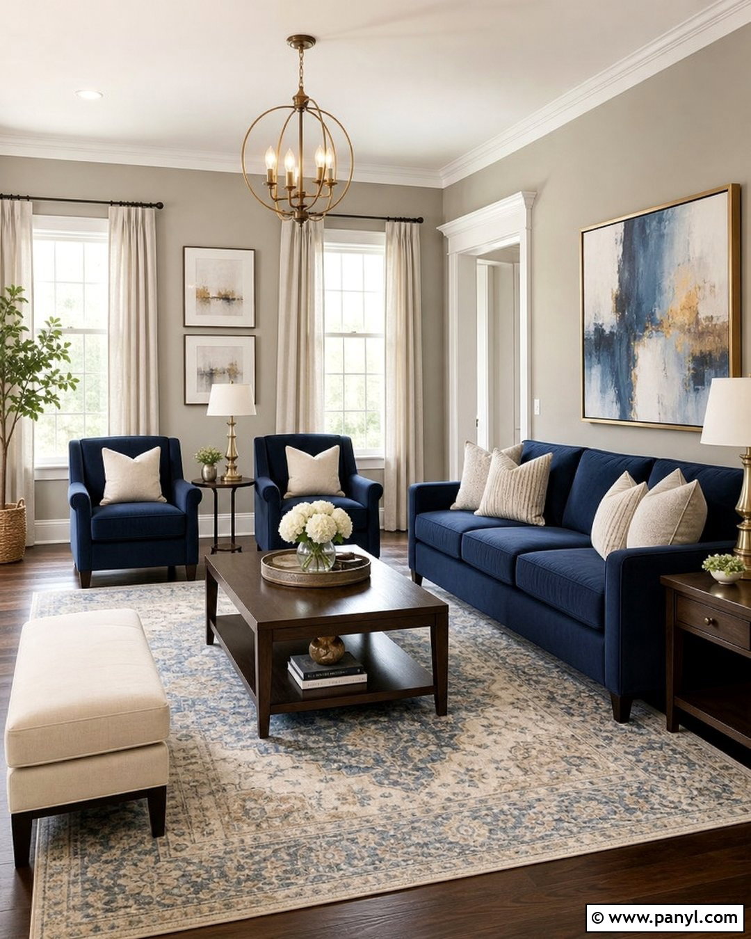 Greige Walls With Navy Blue - 20 Colors That Go With Greige Walls