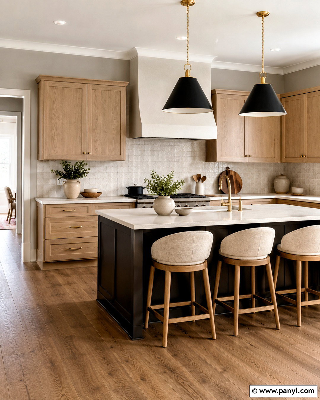 Greige Walls With Wood Kitchen Cabinets - 40 greige walls