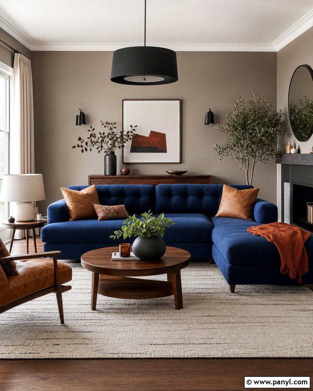 Greige Walls With a Blue Couch - 20 Blue Couch Wall Color Ideas