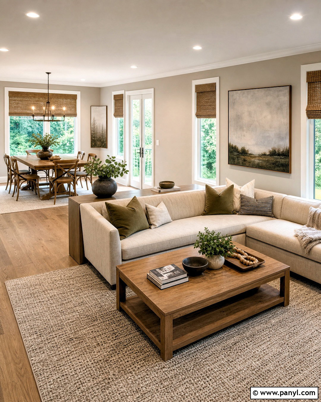 Greige Walls in an Open-Concept Living Room - 20 greige walls living room ideas