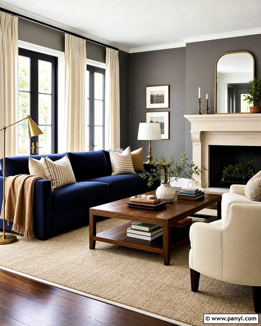 Grey Accent Wall With Navy Blue - 20 grey accent wall living room ideas