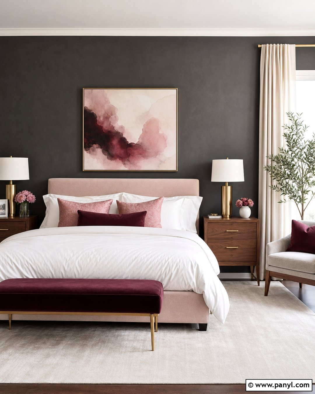 Grey And Blush Feature Wall Bedroom - 30 Grey Feature Wall Ideas
