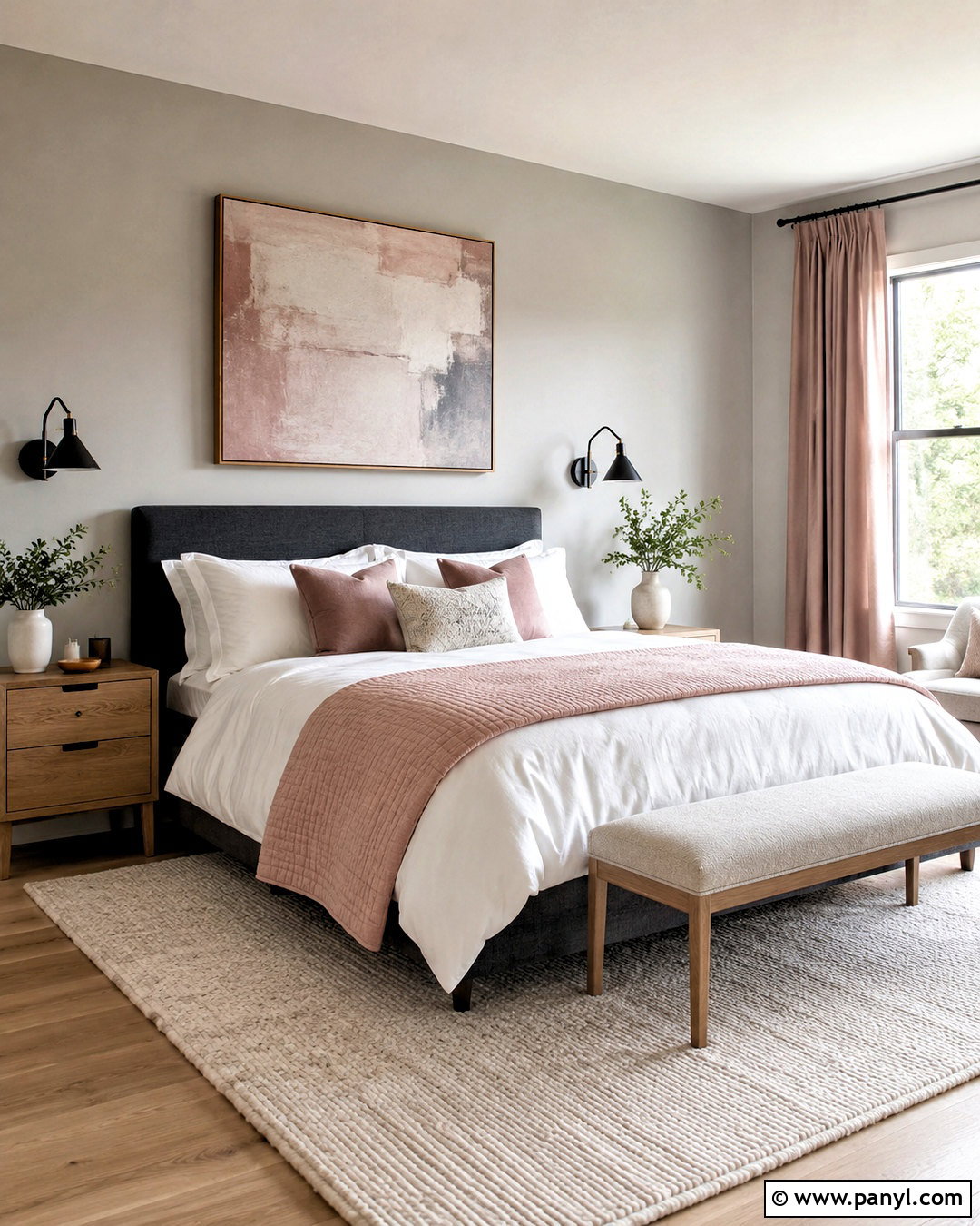 Grey And Blush Pink Bedroom - 20 colors that go with grey ideas