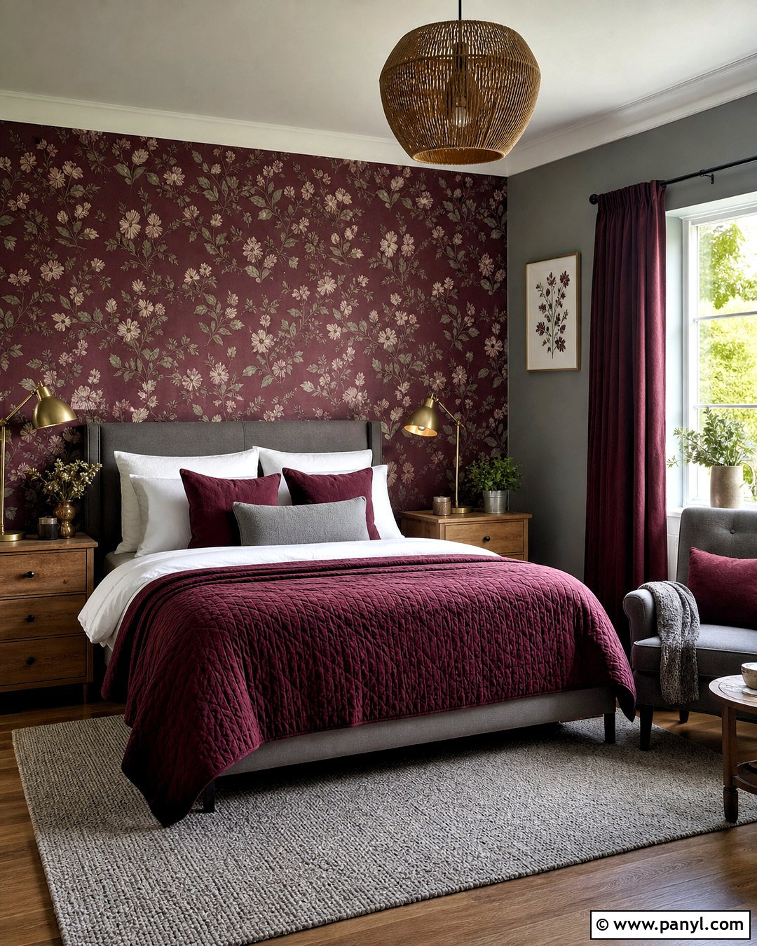 Grey And Burgundy Floral Bedroom - 20 grey and burgundy bedroom ideas