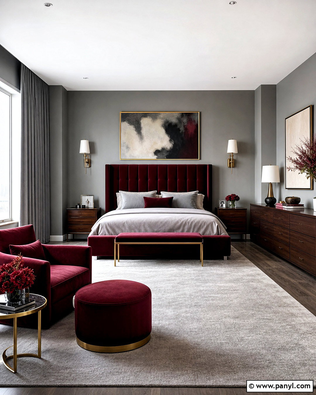 Grey And Burgundy Master Bedroom - 20 grey and burgundy bedroom ideas