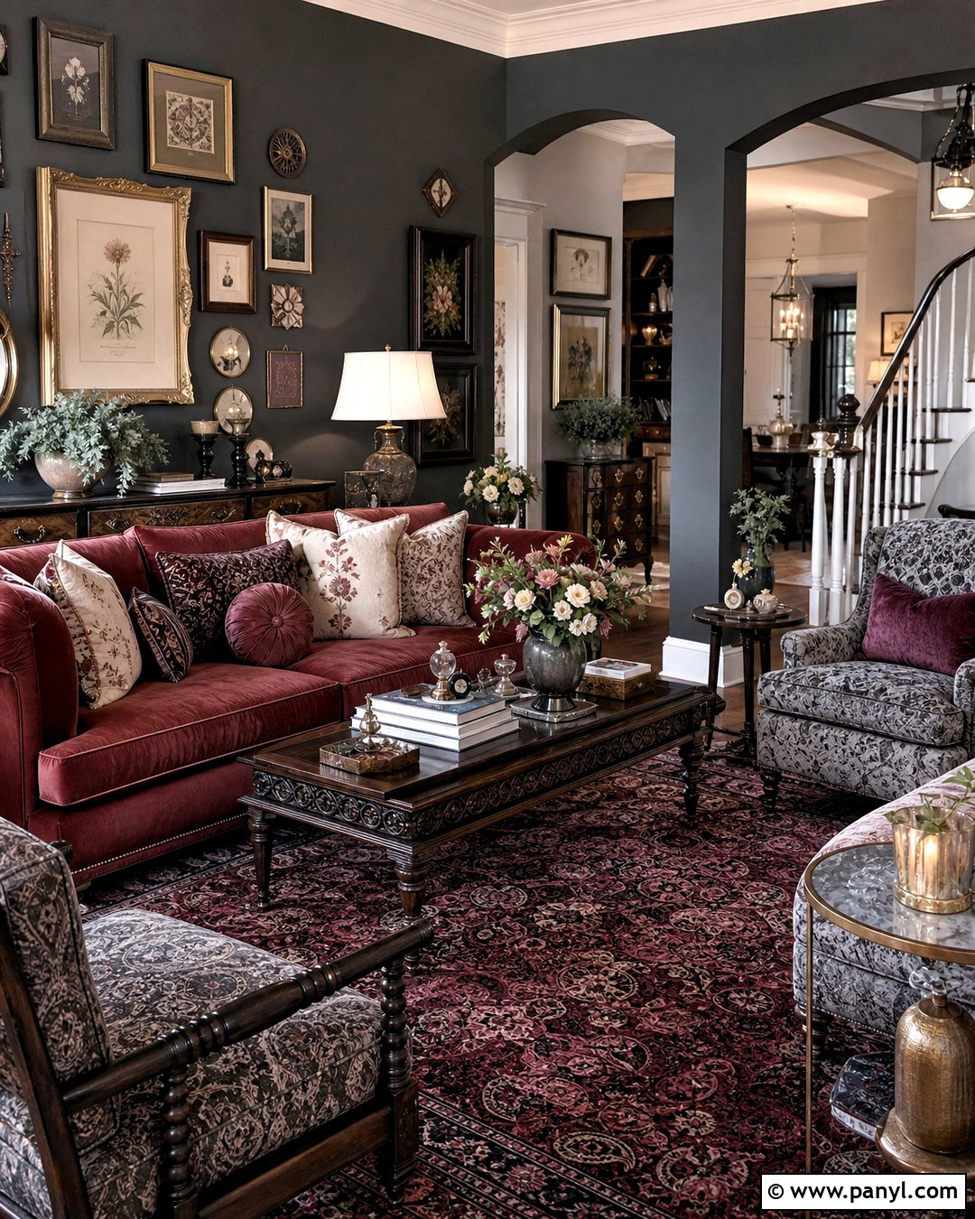 Grey And Burgundy Maximalist Living Room - 20 grey and burgundy living room ideas