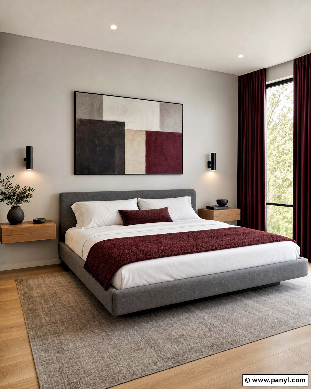 Grey And Burgundy Minimalist Bedroom - 20 grey and burgundy bedroom ideas