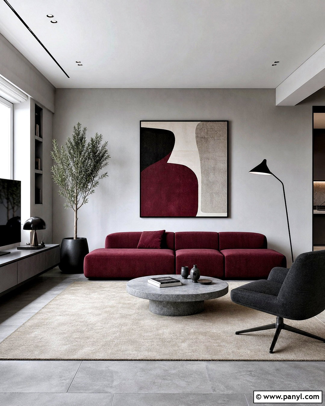 Grey And Burgundy Minimalist Living Room - 20 grey and burgundy living room ideas