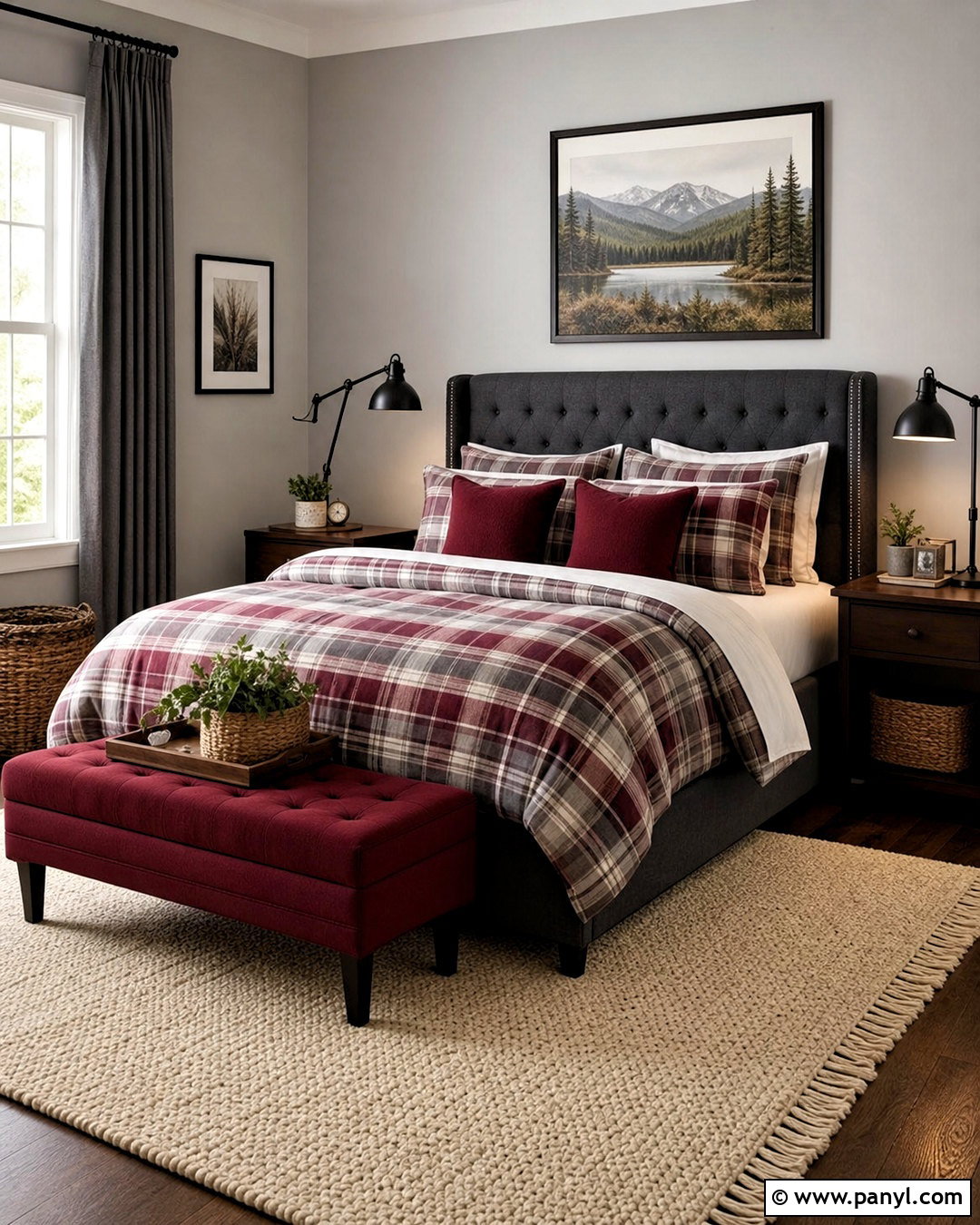 Grey And Burgundy Plaid Bedroom - 20 grey and burgundy bedroom ideas