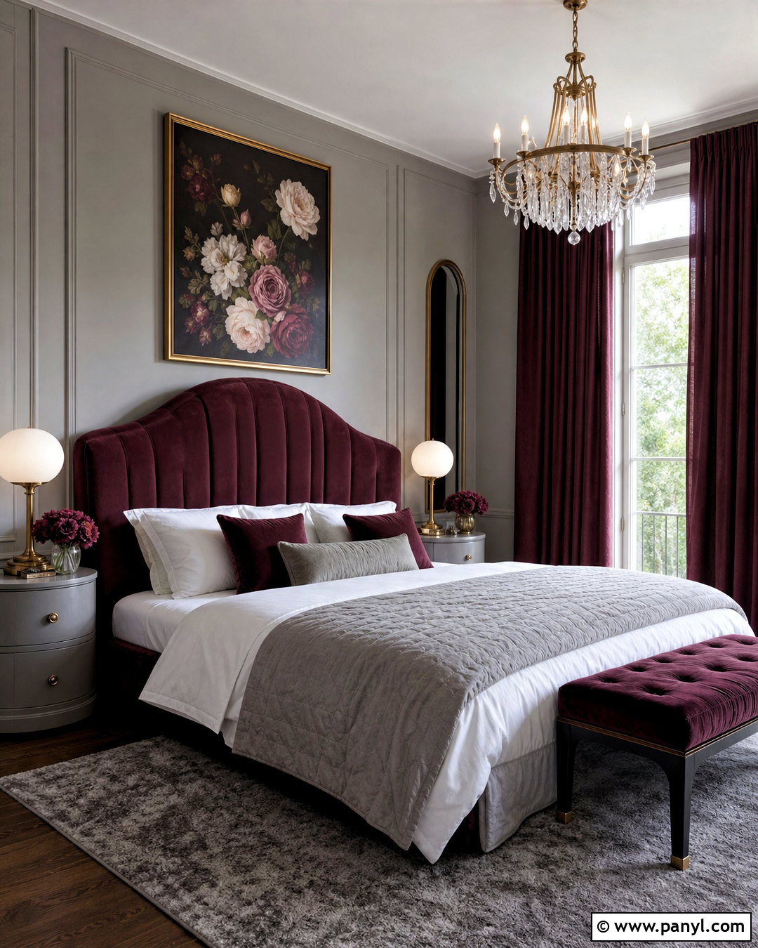 Grey And Burgundy Romantic Bedroom - 20 grey and burgundy bedroom ideas