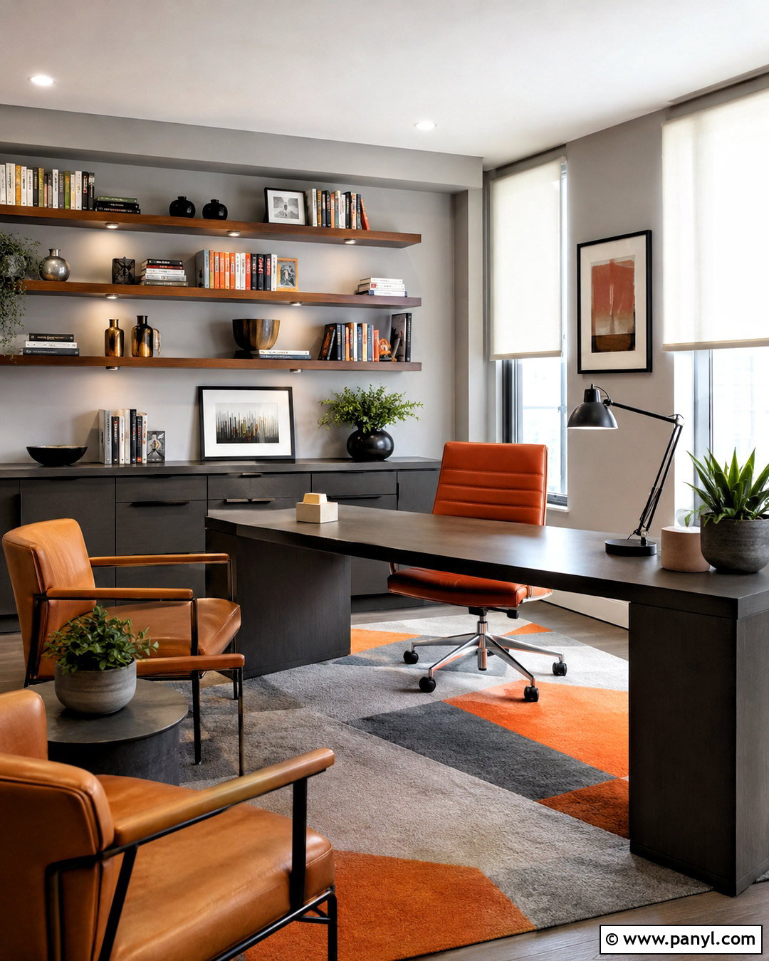 Grey And Burnt Orange Home Office - 20 colors that go with grey ideas