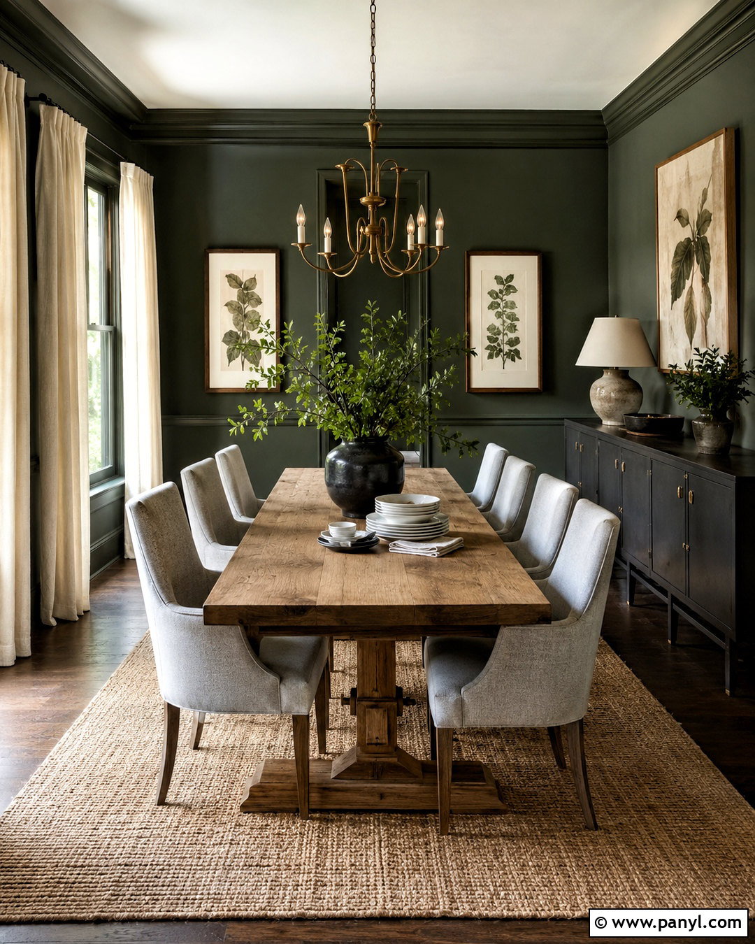Grey And Forest Green Dining Room - 20 colors that go with grey ideas
