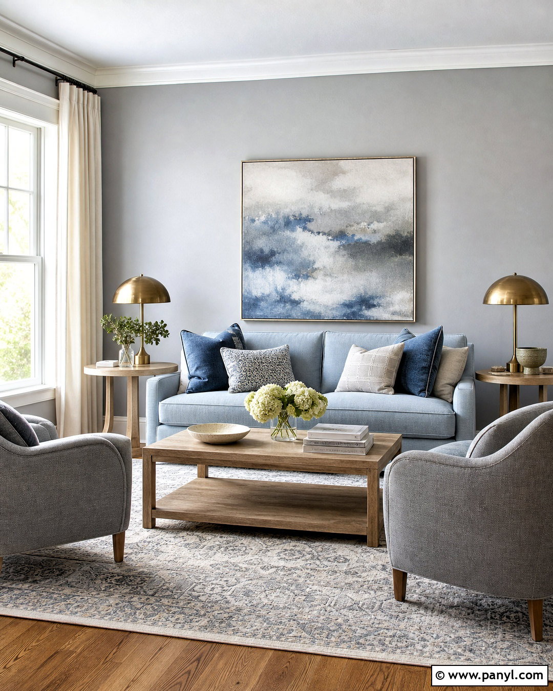 Grey And Light Blue Living Room With A Blue Sofa - 20 grey and light blue living room ideas