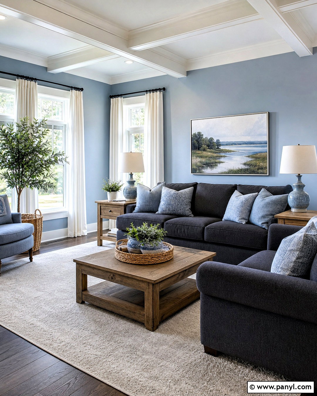 Grey And Light Blue Living Room With A Charcoal Sofa - 20 grey and light blue living room ideas
