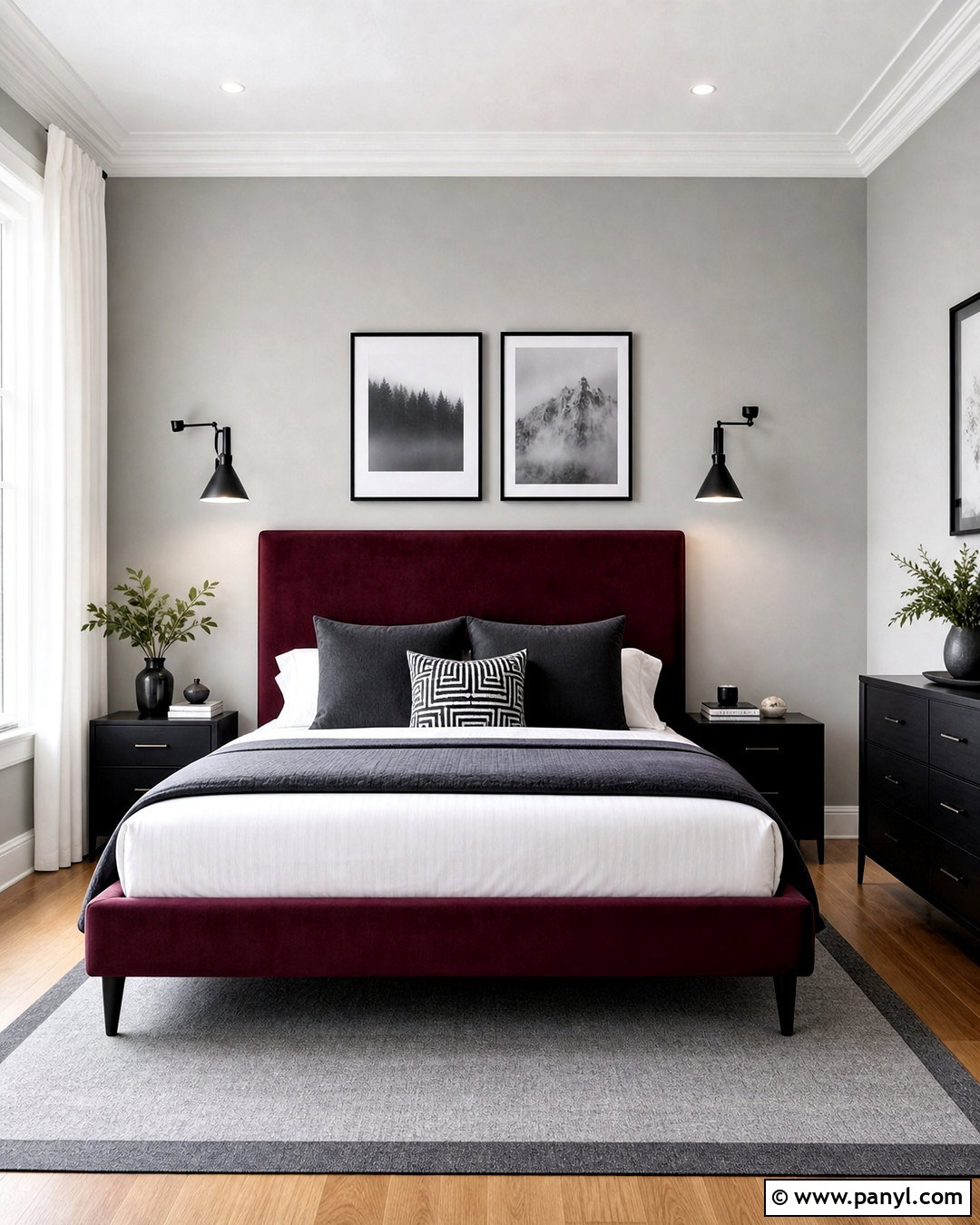 Grey And Maroon Bedroom With Black Accents - 20 grey and maroon bedroom ideas