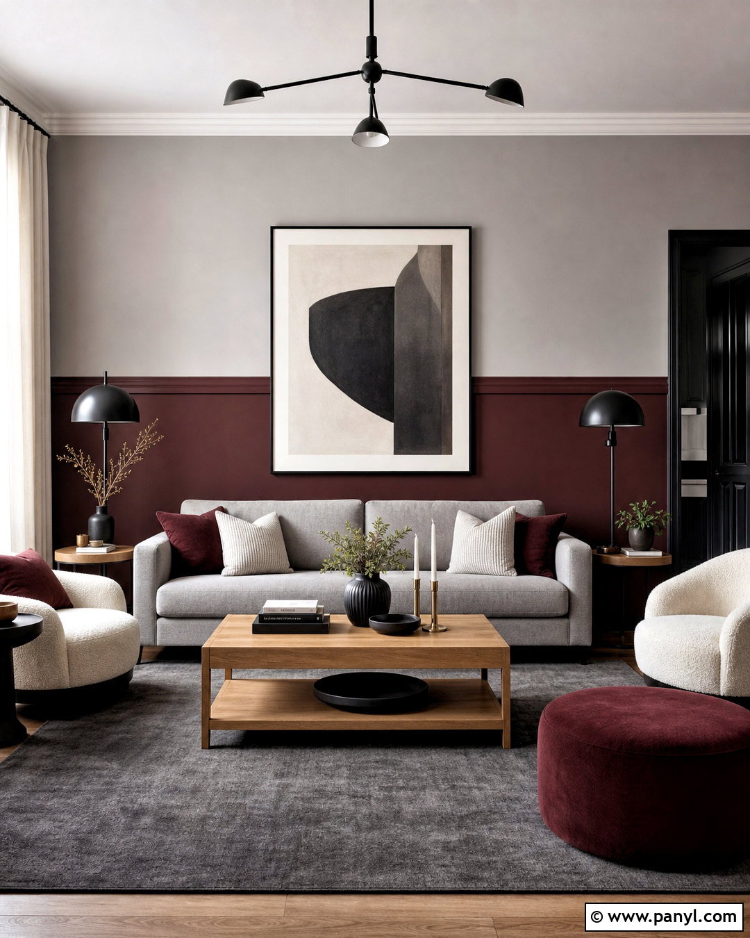 Grey And Maroon Color Block Living Room - 20 grey and maroon living room ideas