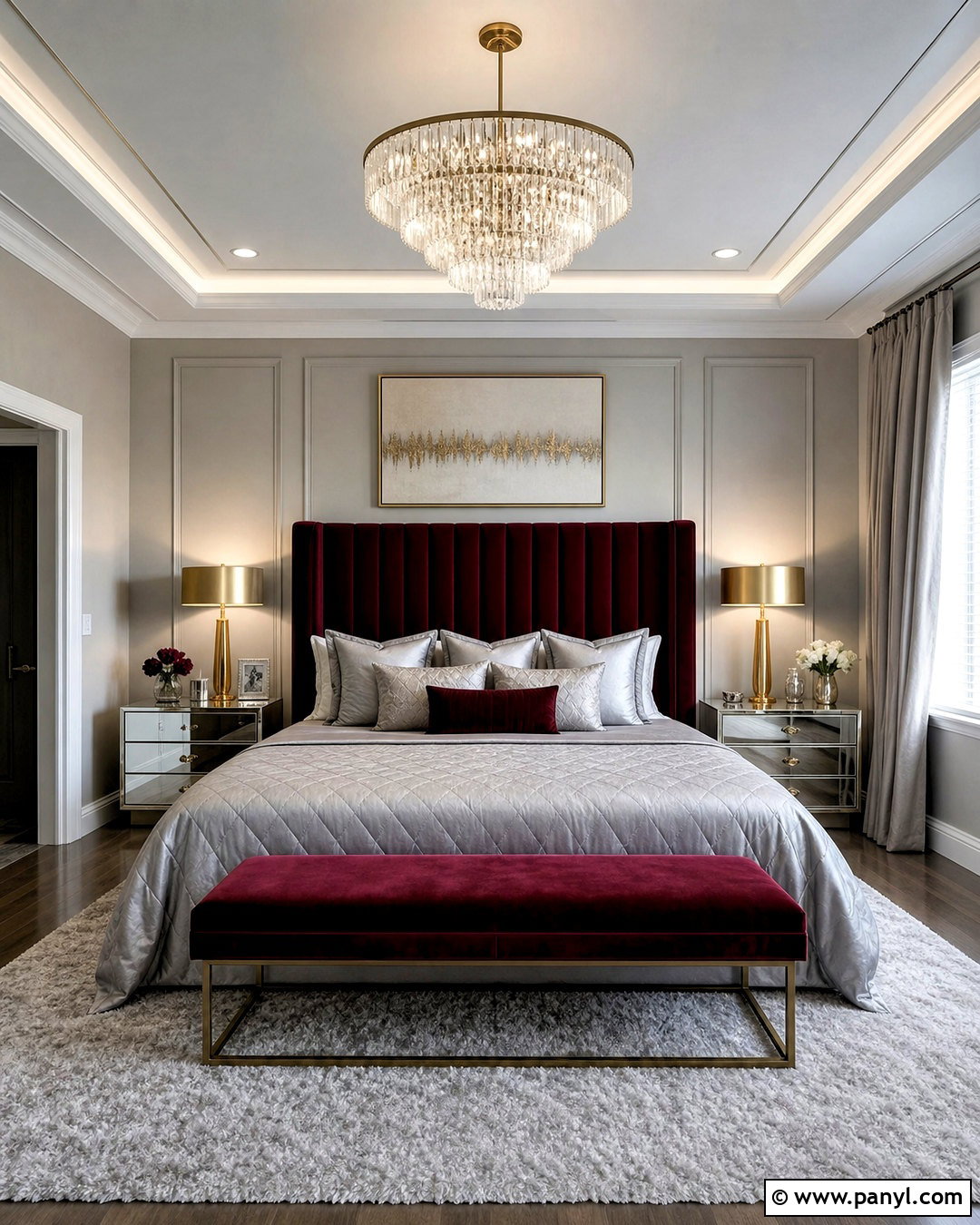 Grey And Maroon Glam Bedroom - 20 grey and maroon bedroom ideas