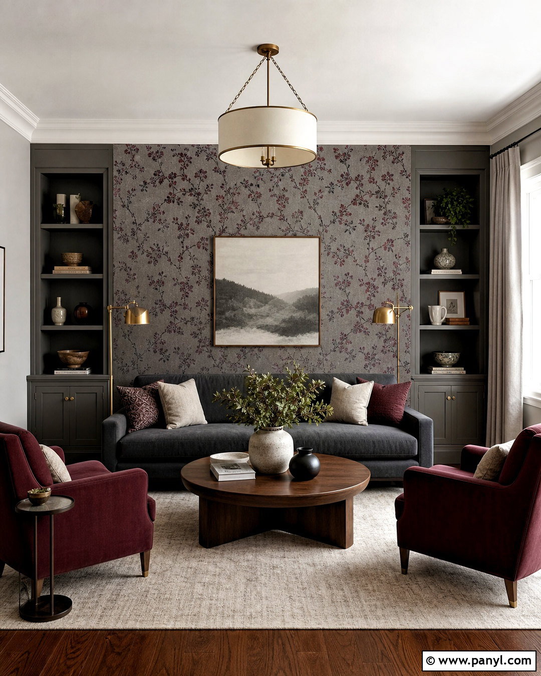 Grey And Maroon Wallpaper Living Room - 20 grey and maroon living room ideas