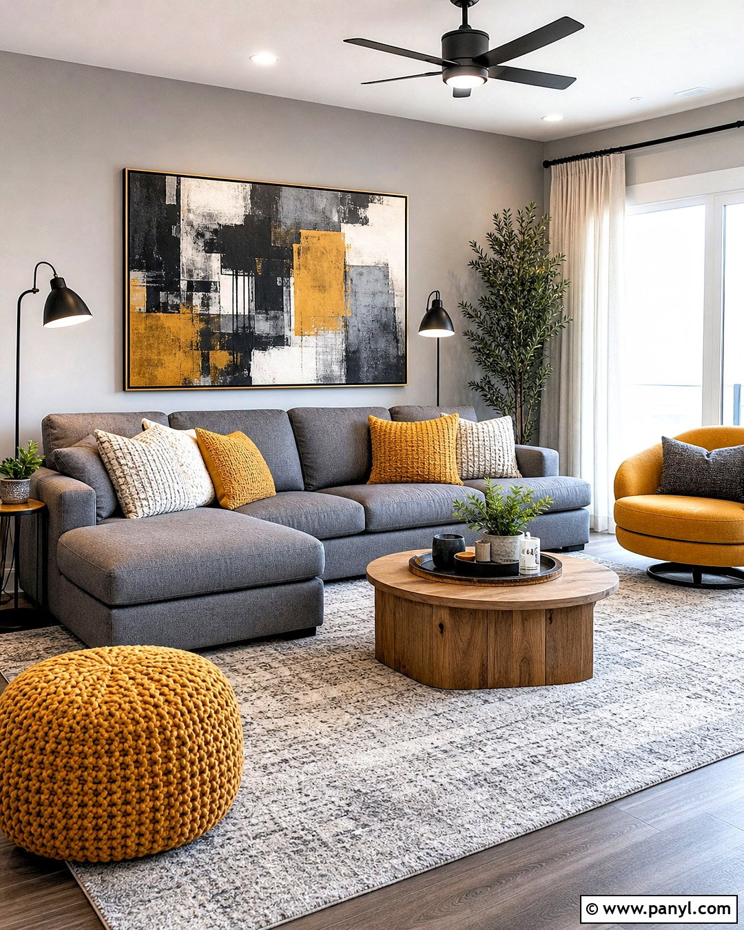 Grey And Mustard Sectional Living Room - 20 grey and mustard living room ideas