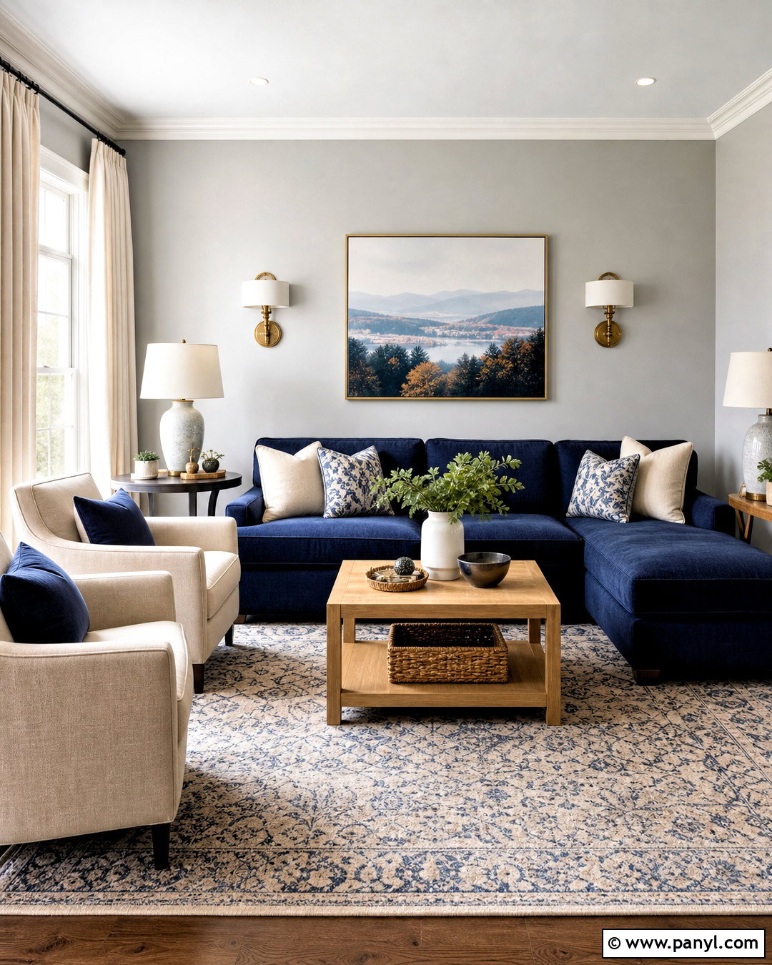 Grey And Navy Living Room - 20 grey paint living room ideas