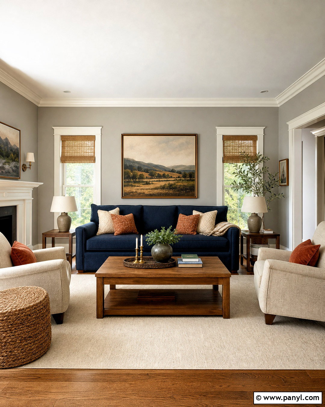 Grey And Navy Living Room - 20 grey interior paint ideas