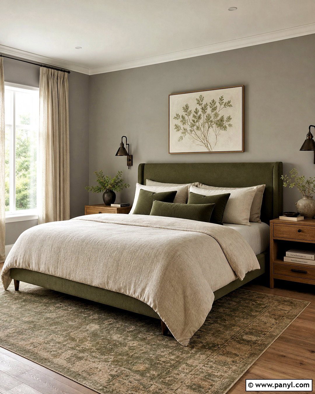 Grey And Olive Green Bedroom - 20 grey interior paint ideas