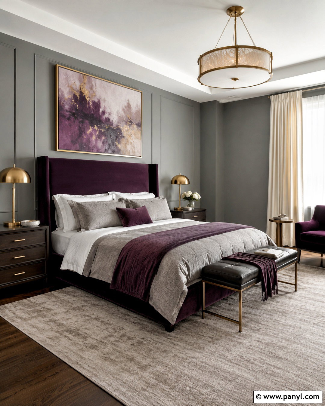 Grey And Plum Bedroom - 20 colors that go with grey ideas