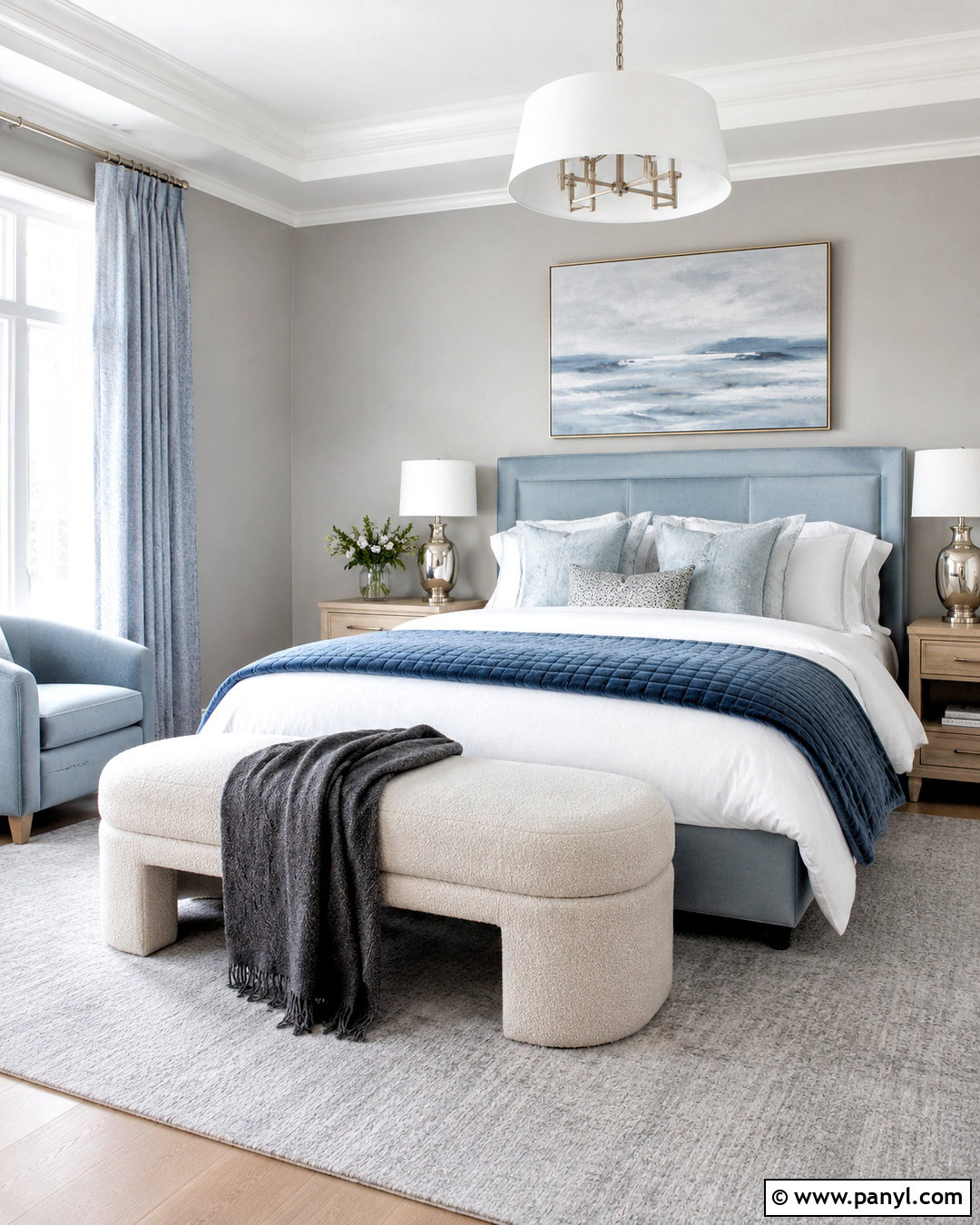Grey And Powder Blue Bedroom - 20 colors that go with grey ideas