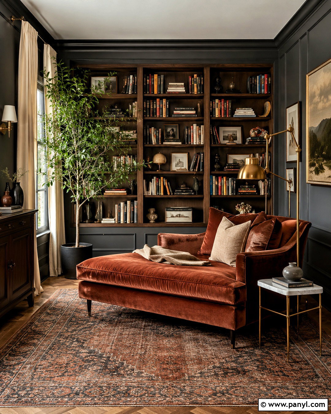 Grey And Rust Reading Room - 20 colors that go with grey ideas