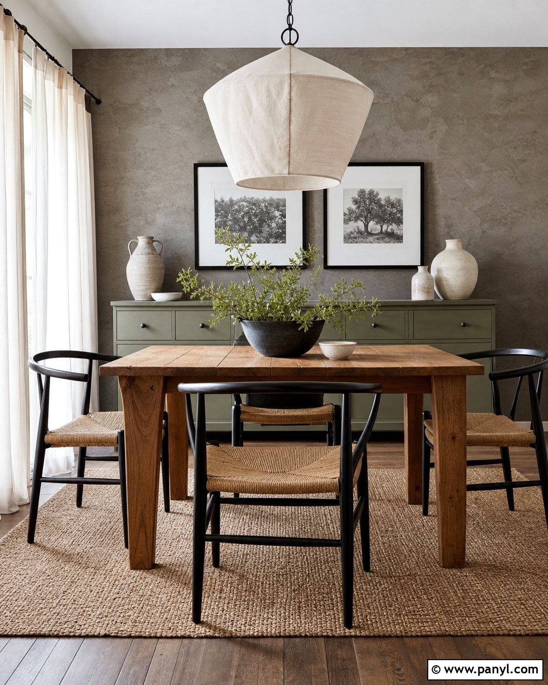 Grey And Sage Feature Wall Dining Room - 30 Grey Feature Wall Ideas