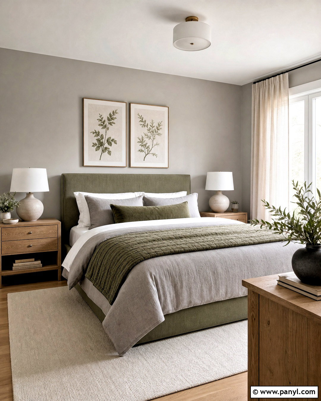 Grey And Sage Green Bedroom - 20 grey color room ideas