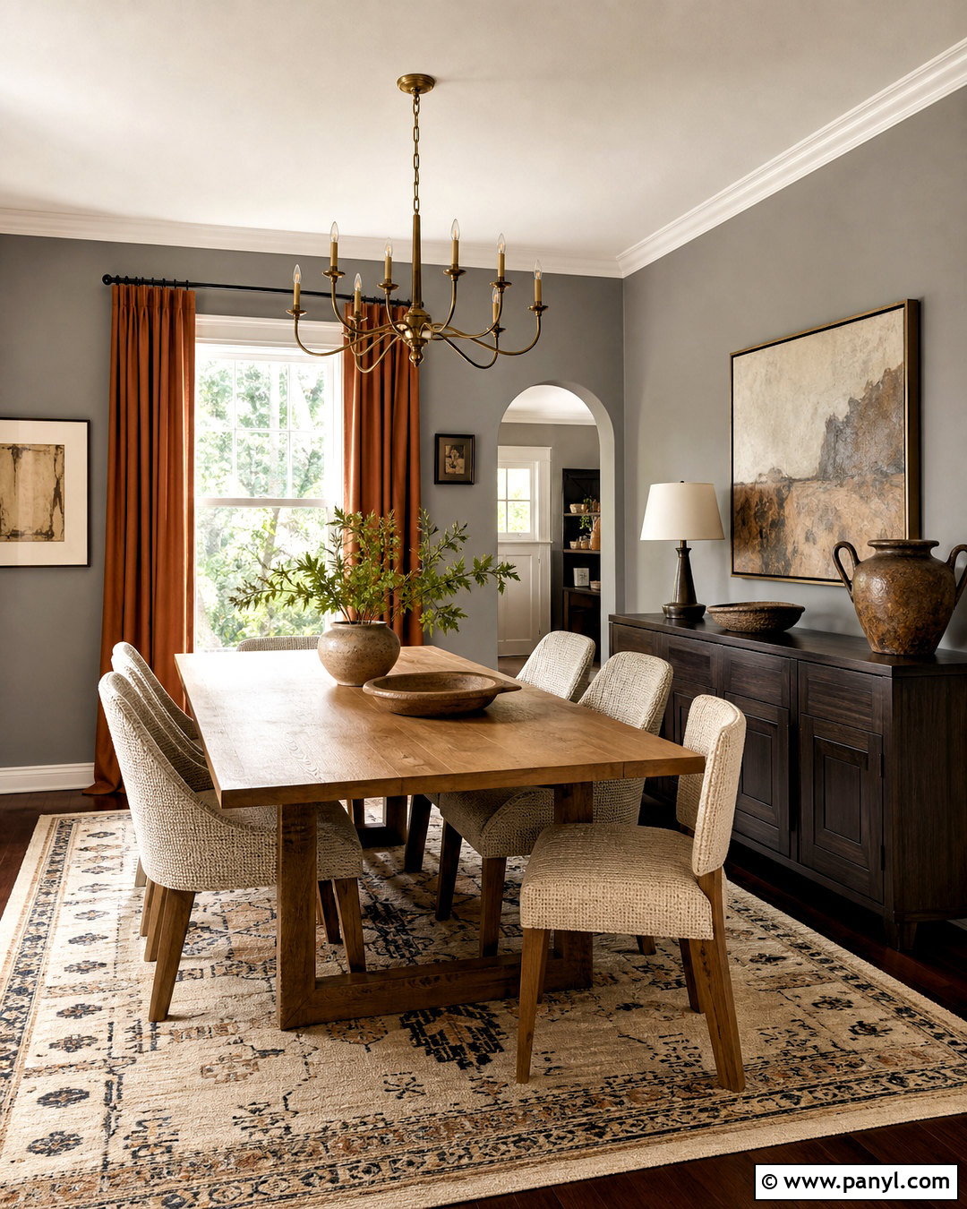 Grey And Terracotta Dining Room - 20 grey interior paint ideas