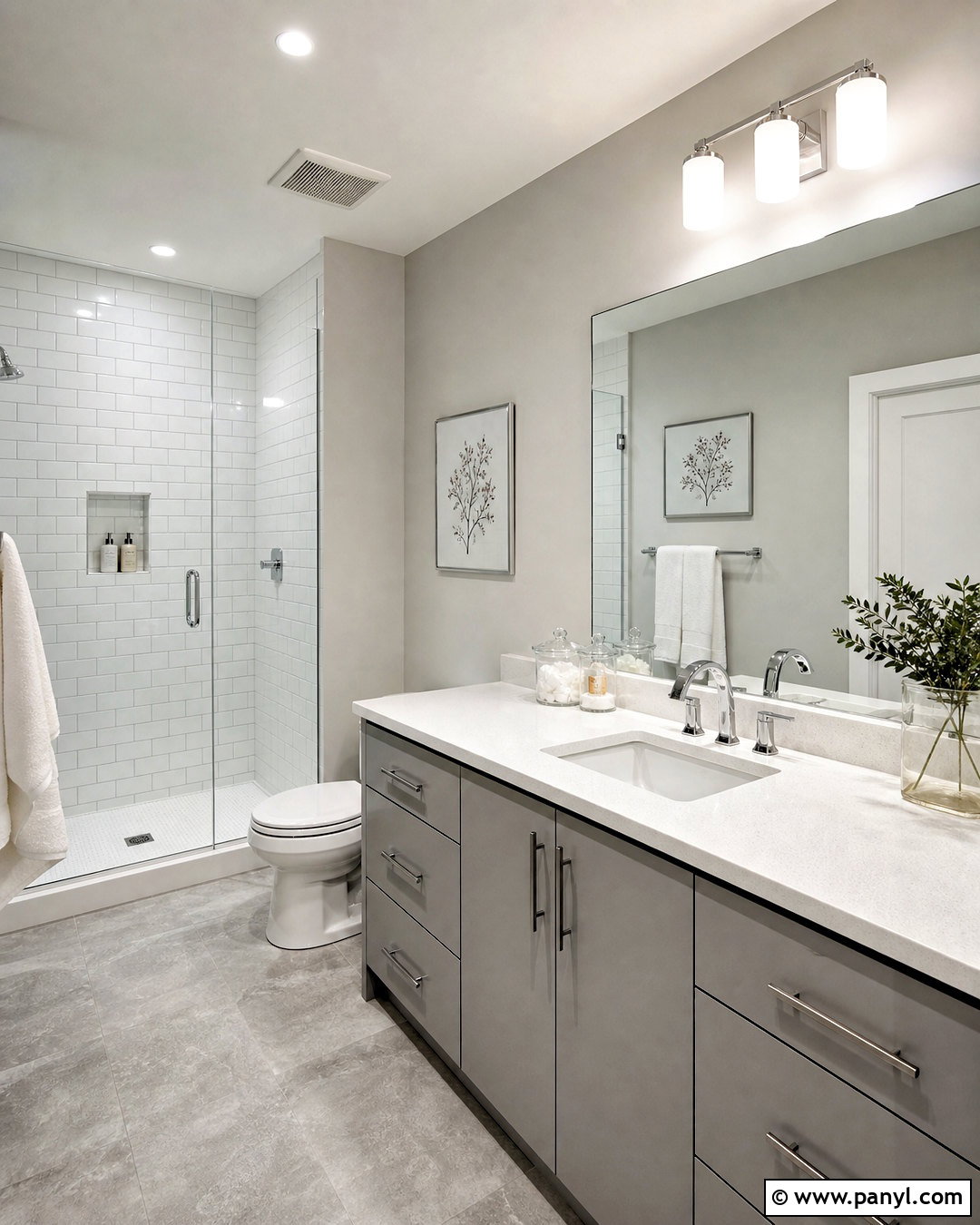 Grey And White Bathroom With Subway Tile - 20 grey bathroom ideas modern ideas