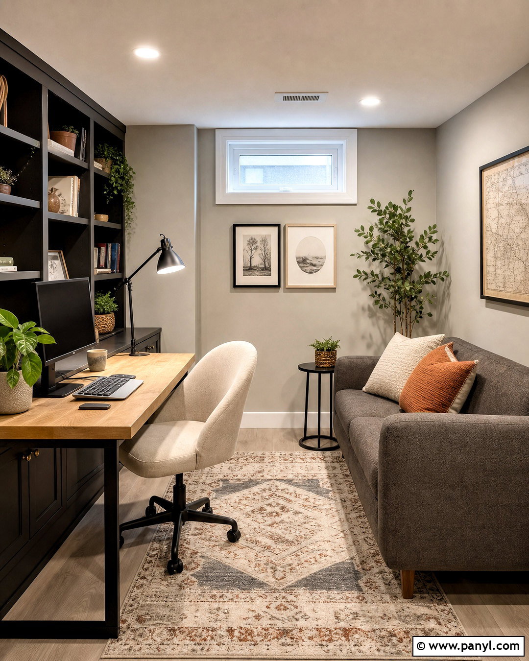 Grey Basement Home Office - 20 grey basement ideas