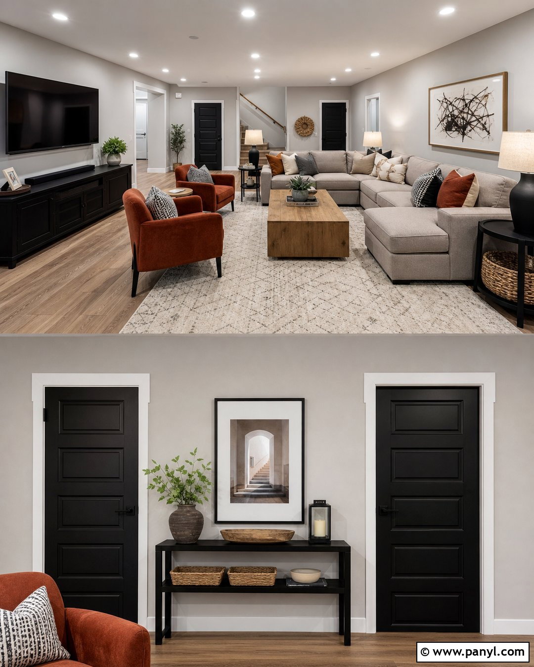 Grey Basement Walls With Black Doors - 25 Grey Walls With Black Doors