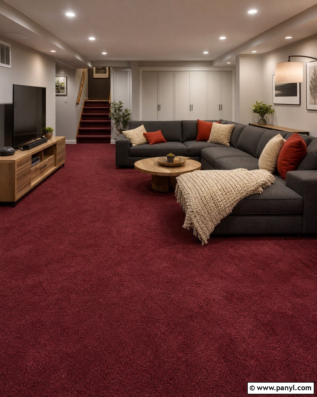 Grey Basement With Red Carpet - 20 Red Carpet Grey Walls