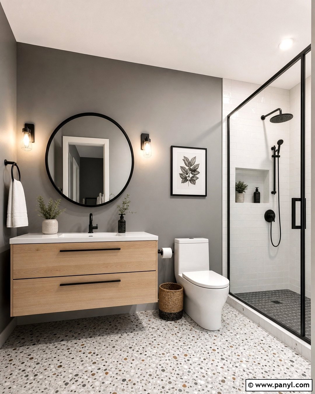 Grey Bathroom Walls With Black Fixtures - 20 Grey For Bathroom Walls