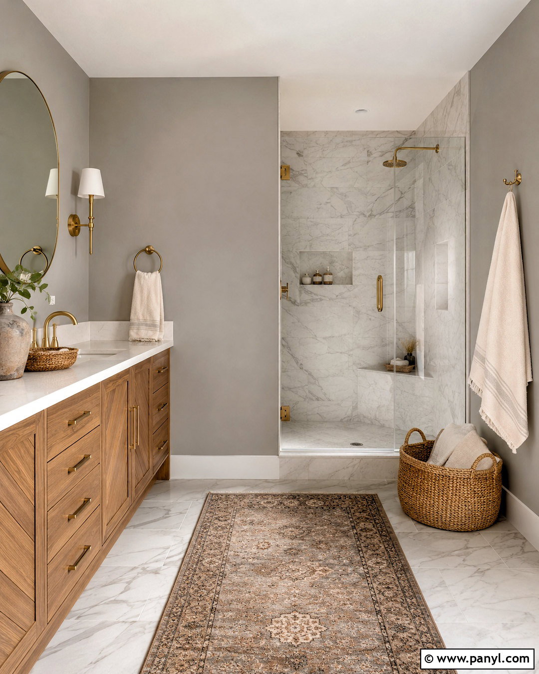 Grey Bathroom Walls With Marble - 40 Grey Wall Color Ideas