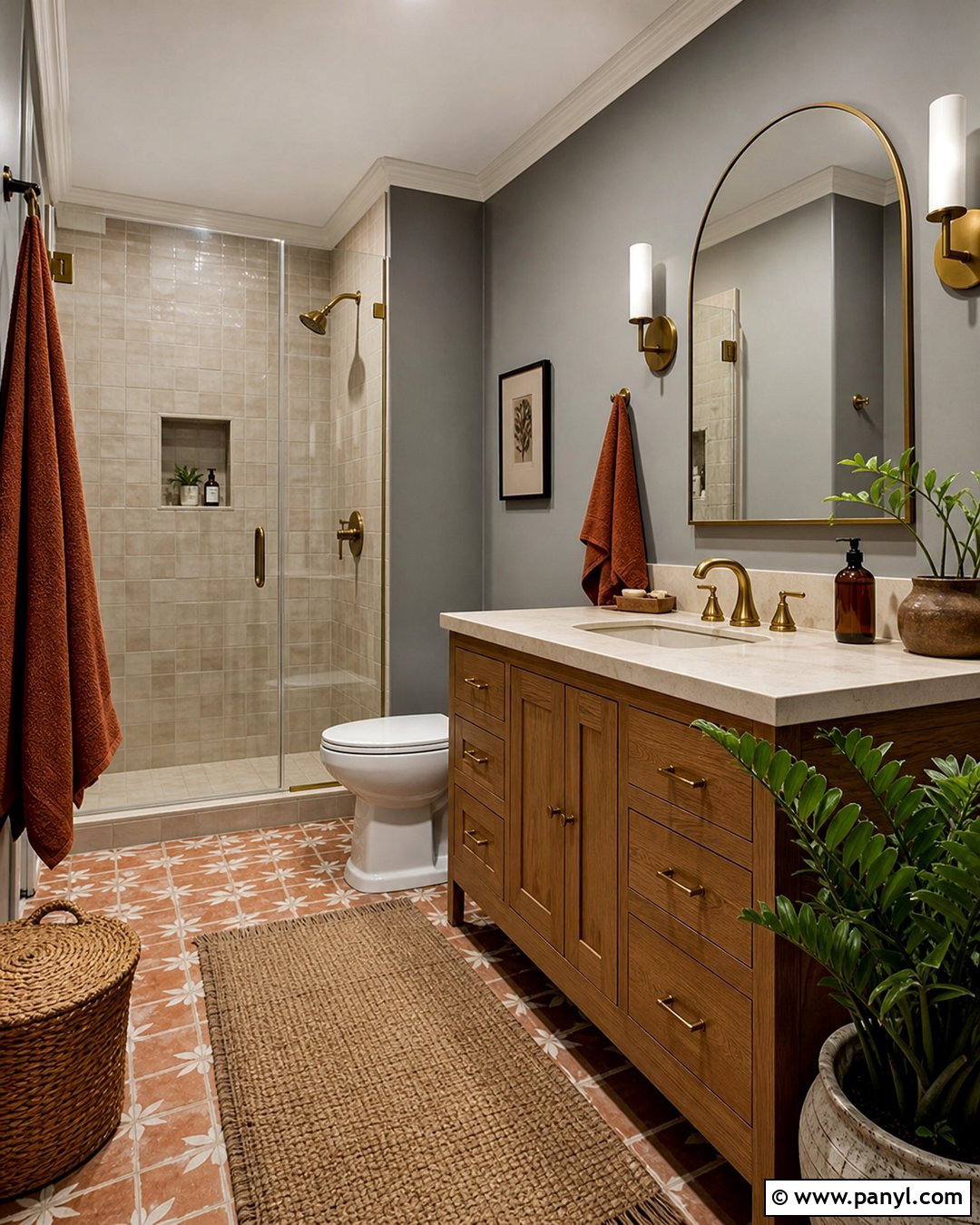 Grey Bathroom Walls With Terracotta - 20 Grey For Bathroom Walls