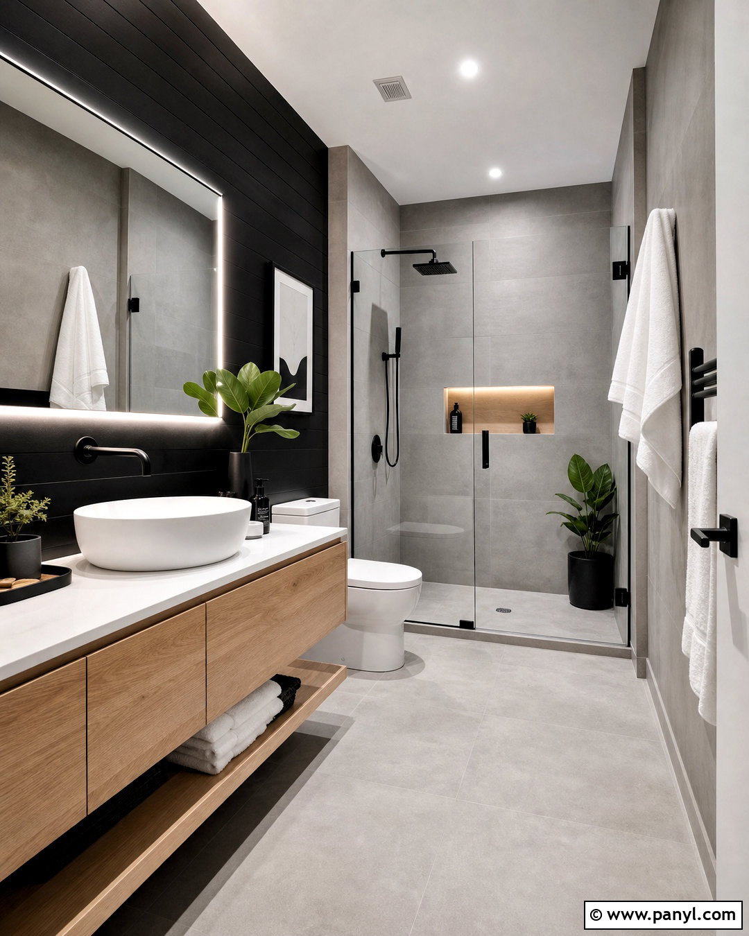 Grey Bathroom With Black Accent Wall - 20 grey bathroom ideas modern ideas