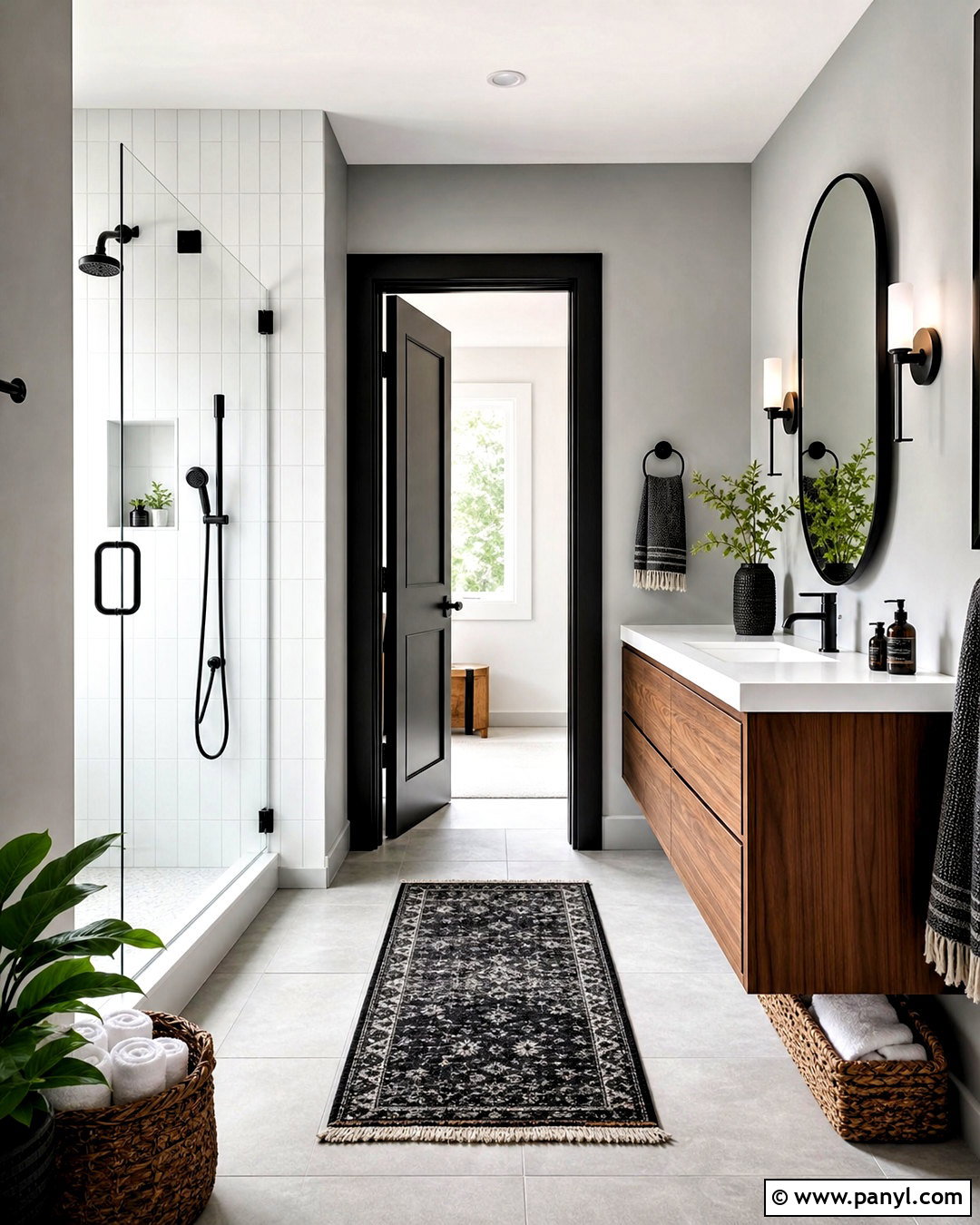 Grey Bathroom With Black Trim - 20 grey walls with black trim ideas
