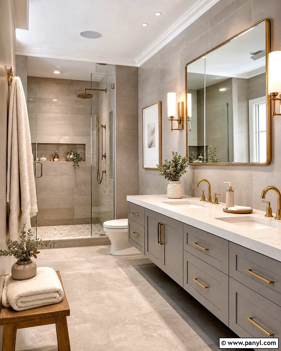 Grey Bathroom With Brass Accents - 20 grey bathroom ideas modern ideas