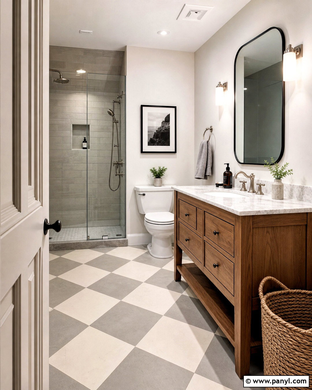 Grey Bathroom With Checkerboard Floor - 20 grey bathroom ideas modern ideas