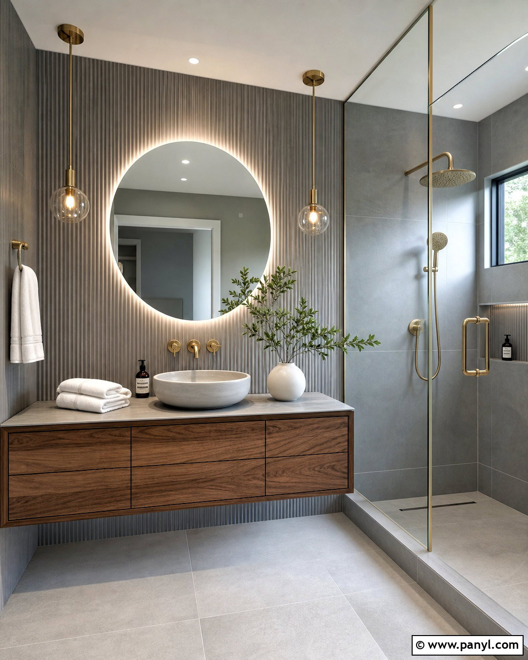 Grey Bathroom With Fluted Tile - 20 grey bathroom ideas modern ideas