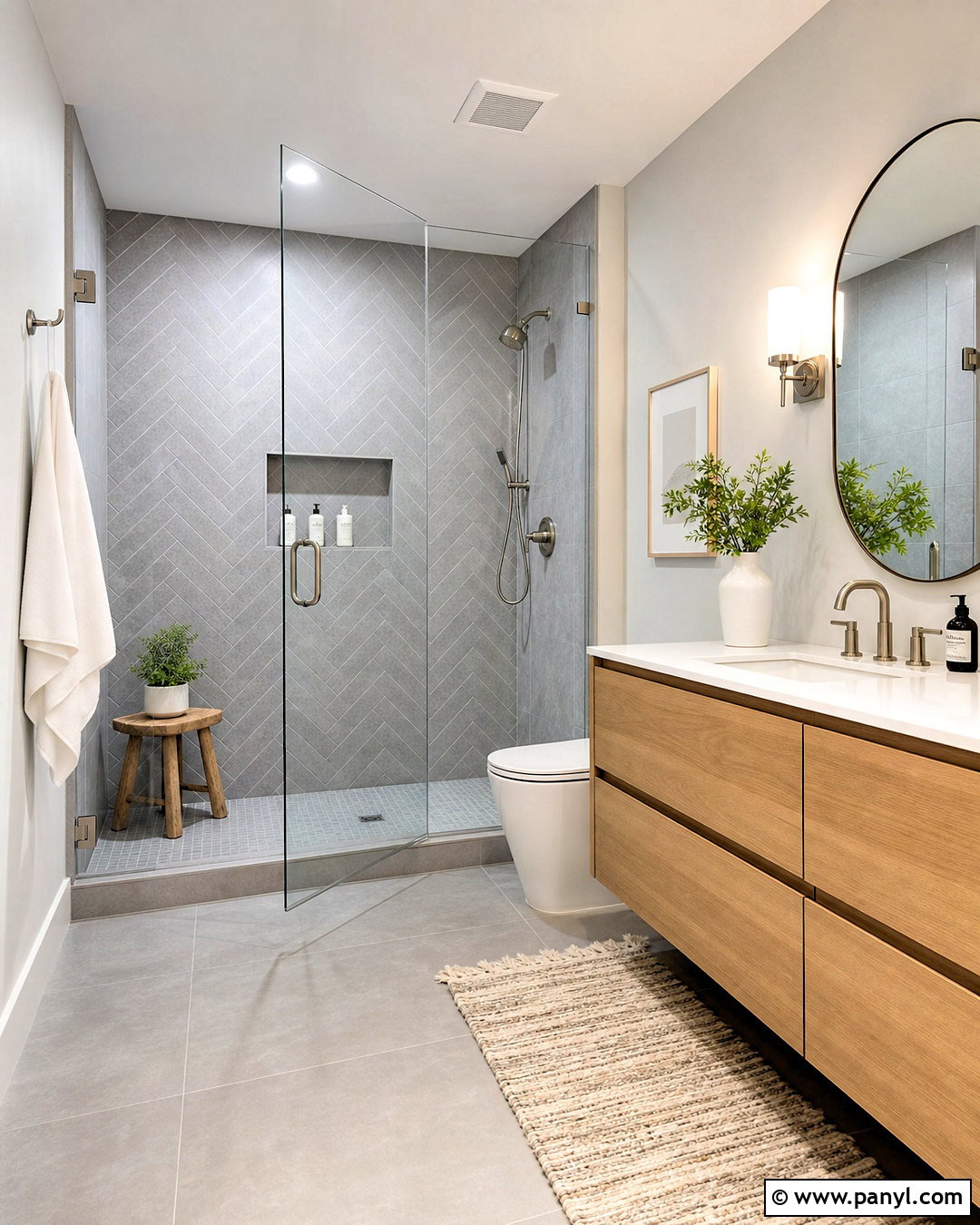 Grey Bathroom With Herringbone Tile - 20 grey bathroom ideas modern ideas
