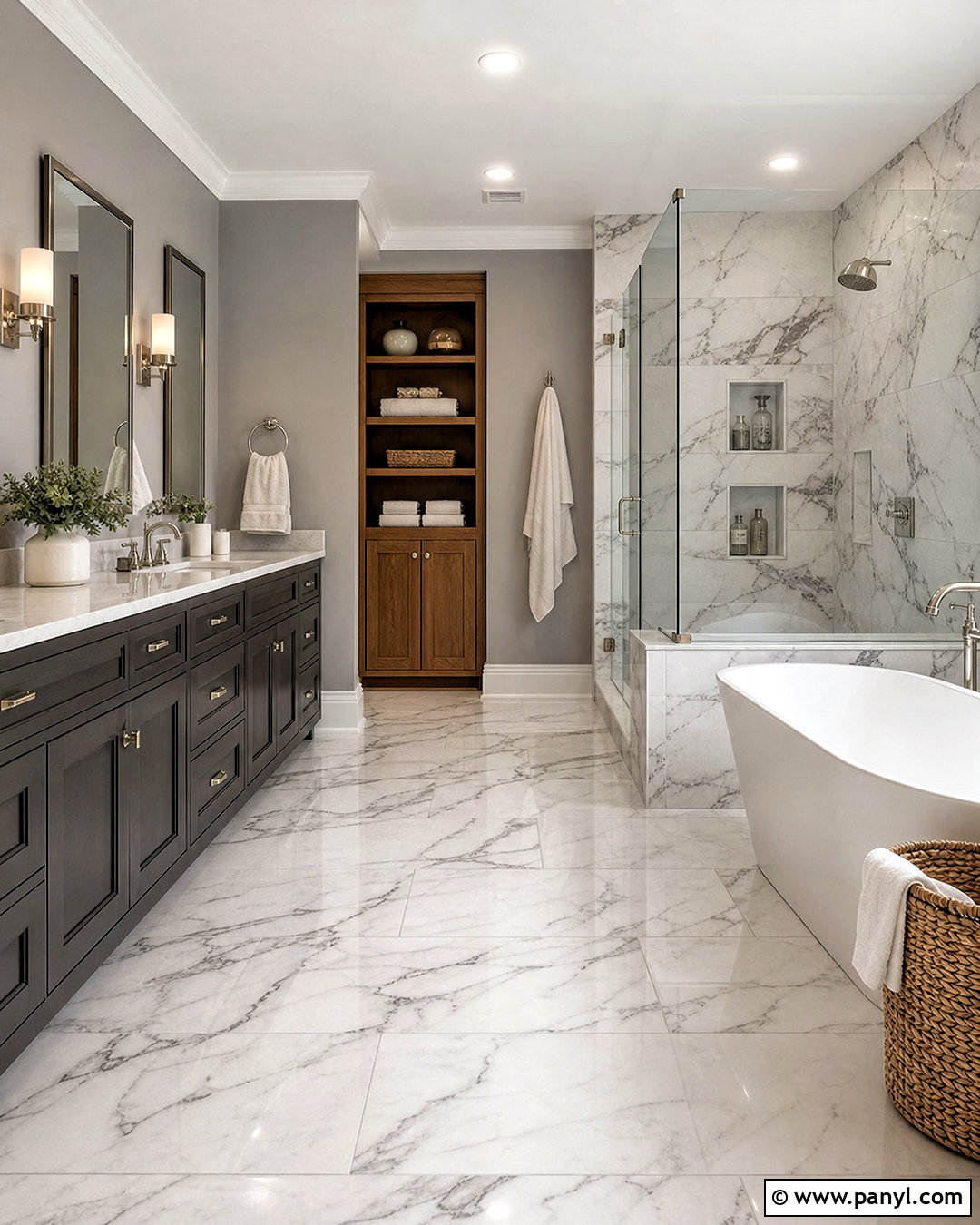 Grey Bathroom With Marble - 20 grey home interiors
