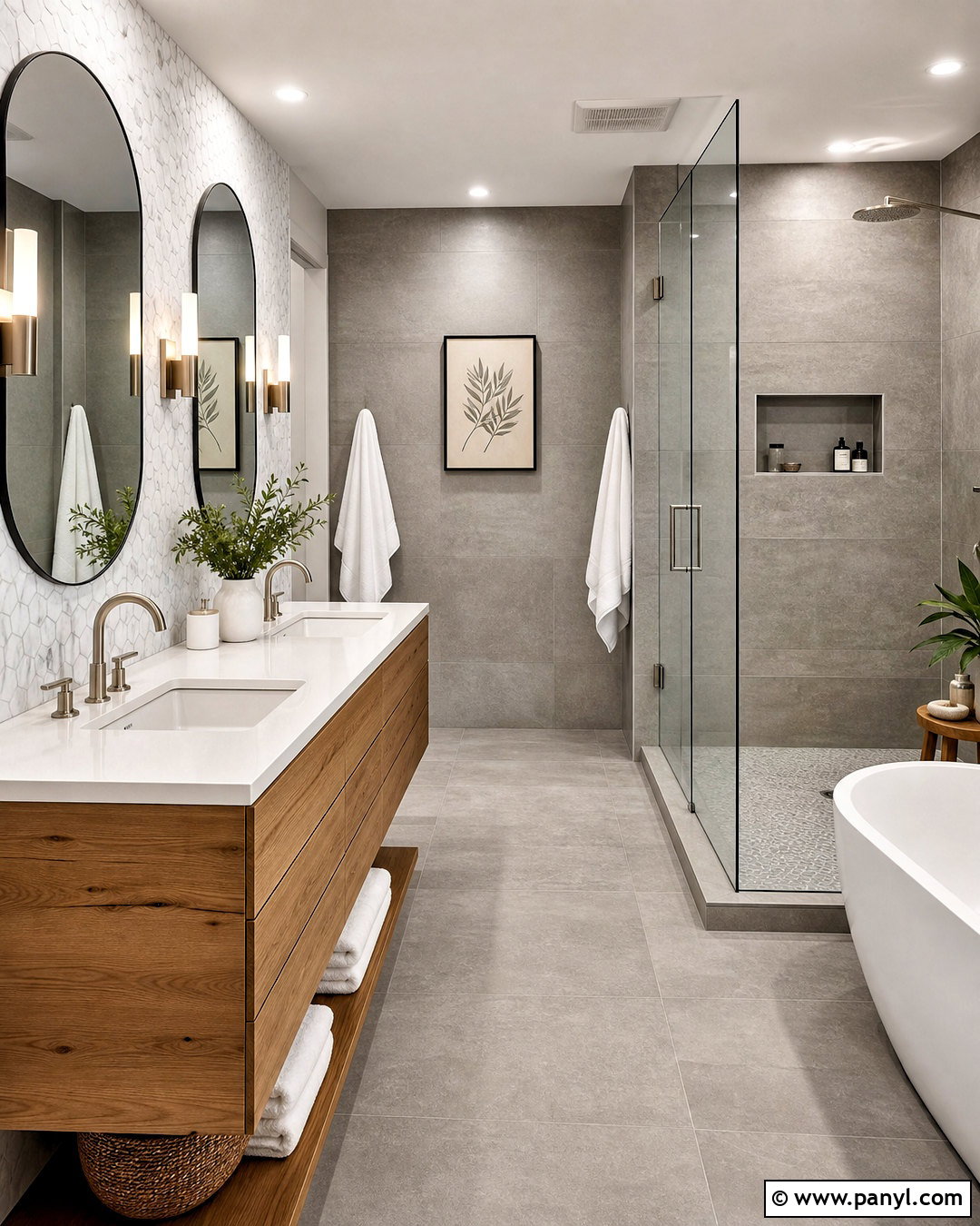 Grey Bathroom With Marble - 20 grey interior design ideas