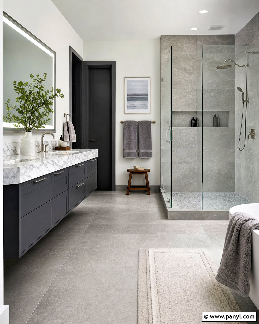 Grey Bathroom With Marble - 20 grey color room ideas